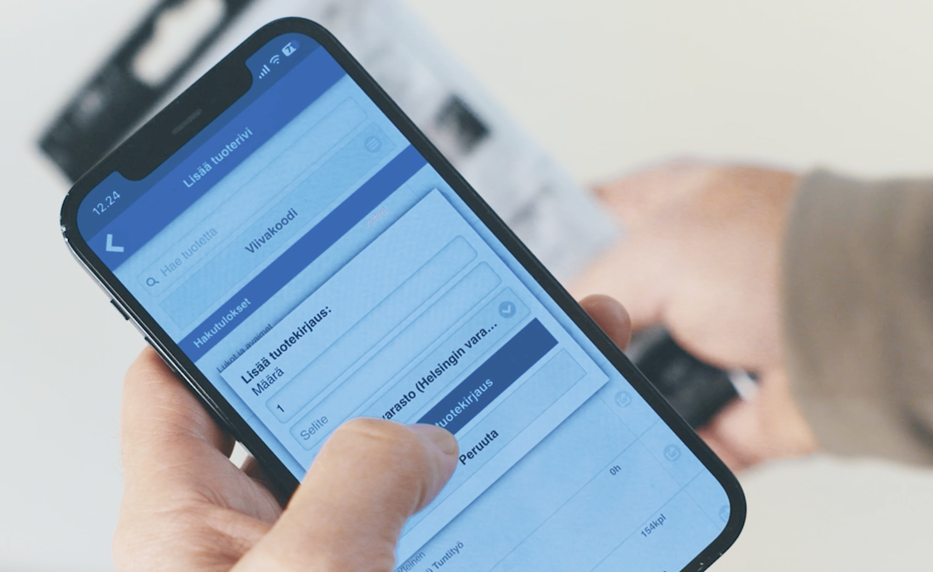 Allteq tuotekirjaus mobiilisovelluksessa
